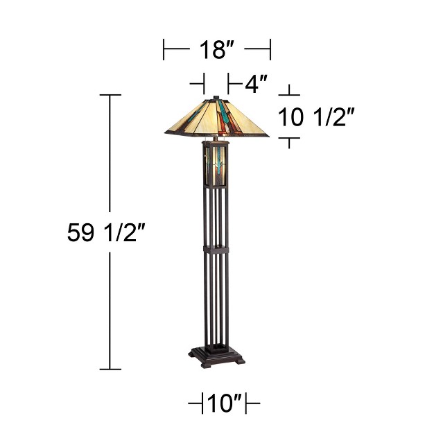 Tall Bronze With Led Nightlight Stained Art Glass Shade For Living Room Bedroom Office