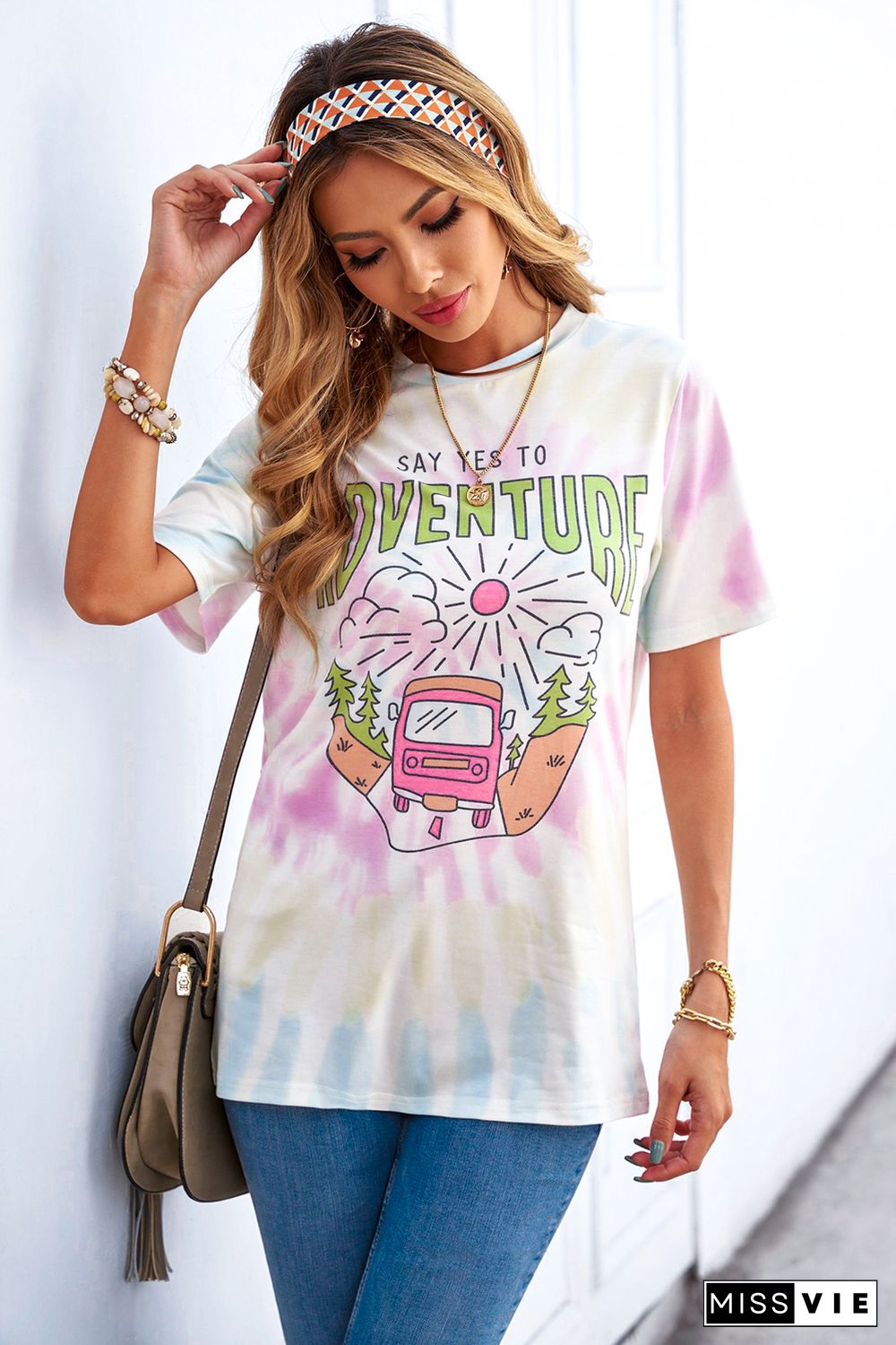 SAY YES TO ADVENTURE Tie-dye Print Tee