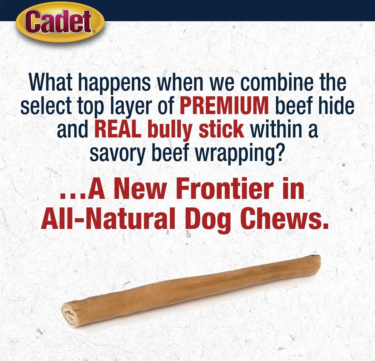 Cadet Bully Hide Sticks All-Natural Chews Dog Treats， Large， 4 count