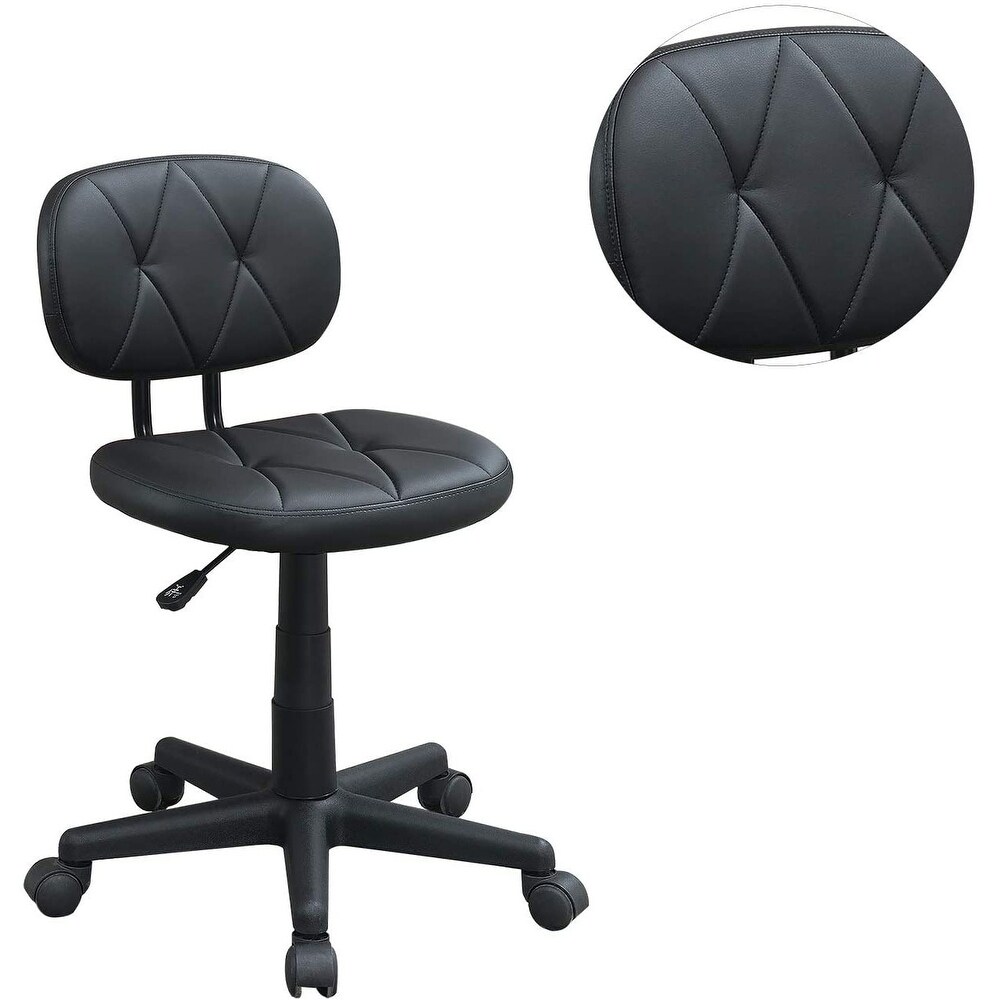 Modern Adjustable Swivel Office Desk Chair Low  Back   Wheels  Black