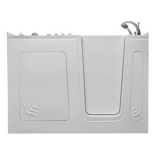 Universal Tubs Rampart 5 ft. Walk-in Whirlpool and Air Bathtub with 4 in. Tile Easy Up Adhesive Wall Surround in White H3260RWDCB