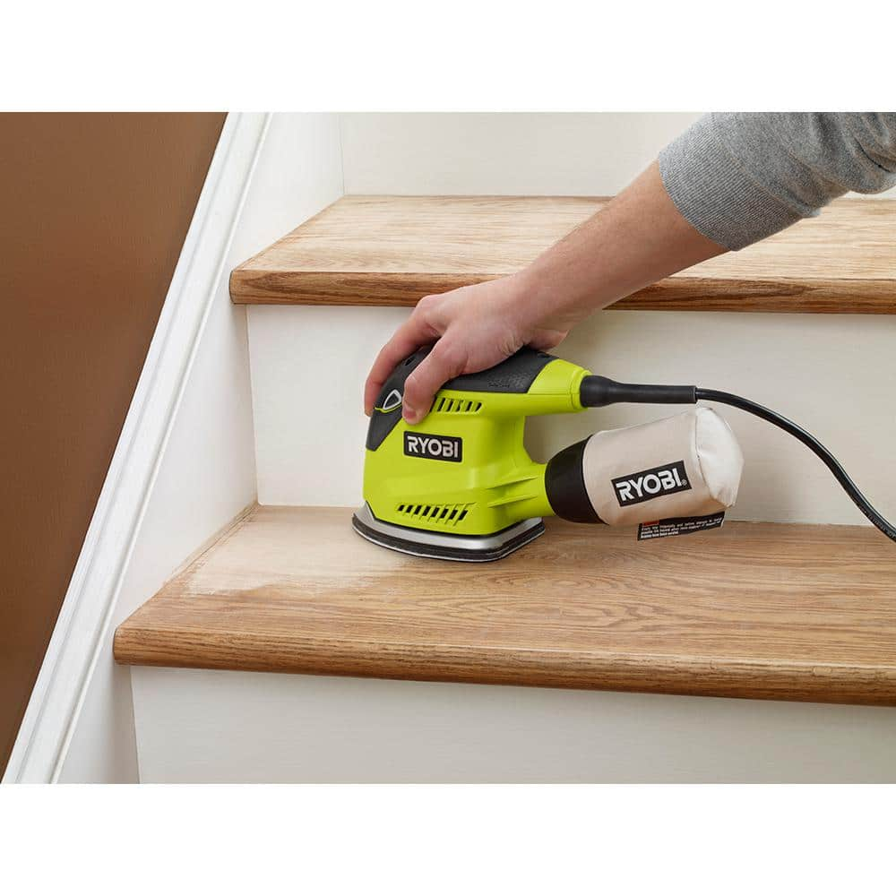 RYOBI 1.2 Amp Corded 5.5 in. Corner Cat Sander with Dust Bag, Sample Sandpaper, and Storage Case CFS1503GK