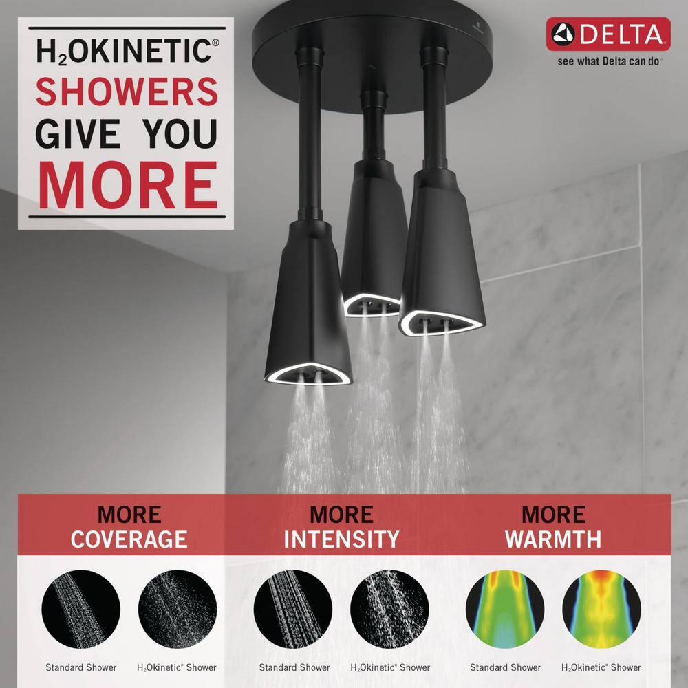 Delta Contemporary 1-Spray Patterns 2.5 GPM 9 in. Ceiling Mount Fixed Shower Head with H2Okinetic in Matte Black 57140-BL25-L