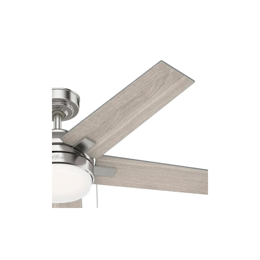 Hunter Barlett Ceiling Fan 52 Brushed Nickel Light Gray Oak