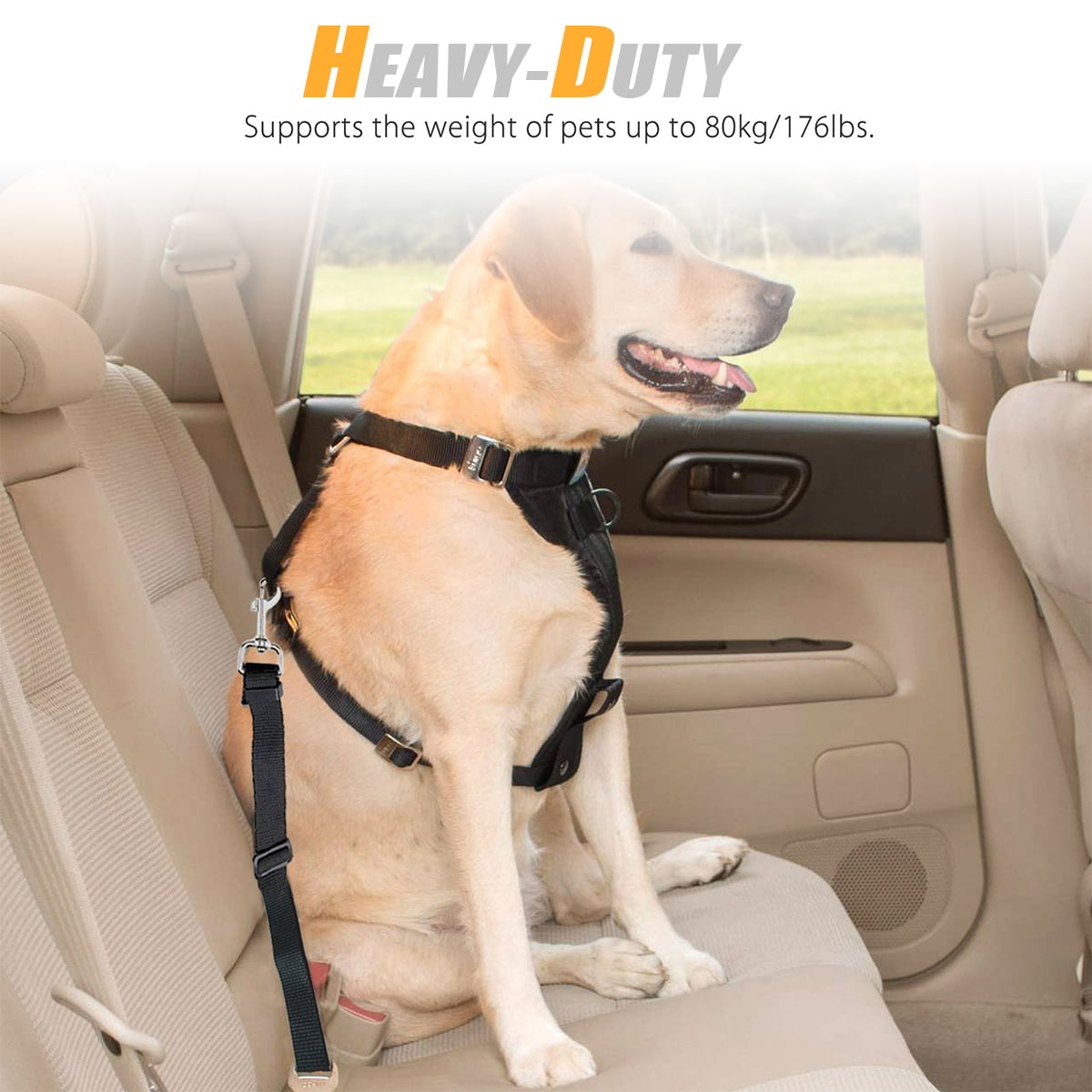 TSV 2Pcs Dog Leash Seat Belt Pet Car Seatbelt Safety Lead with Swivel Clip and Adjustable Length for Dogs and Cats， Black Seatbelt Harness for All Vehicles