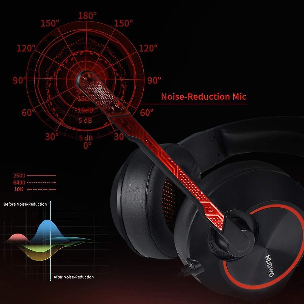 Gaming Headset for PS4 Xbox One Stereo Gaming Earphone with Adjustable Wired Microphone Volume Control Flexible Headband for PC Laptop Tablet Mac Video Conference (Red   Black)