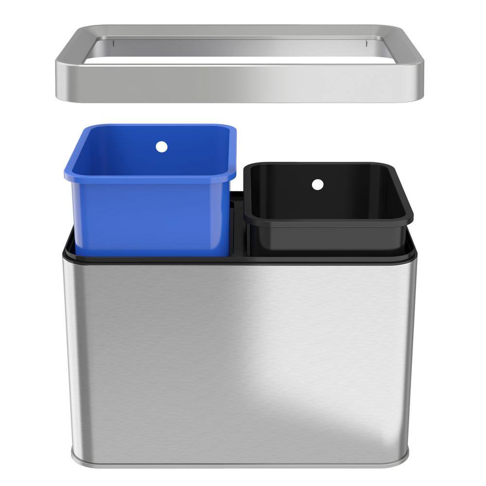 iTouchless 5.3 Gal. Dual Compartment Slim Open Top Waste Bin for Trash Can and Recycle Container OT05R2S