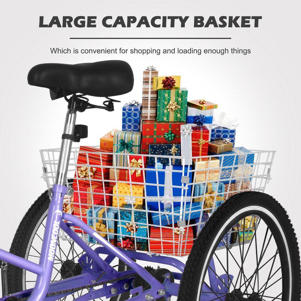 MOONCOOL Adult Folding Tricycle Trike Cruiser Bike 3 Wheeled Bike wLarge Basket and Maintenance Tools Men's Women's Bicycles M-P26ZD-ZS