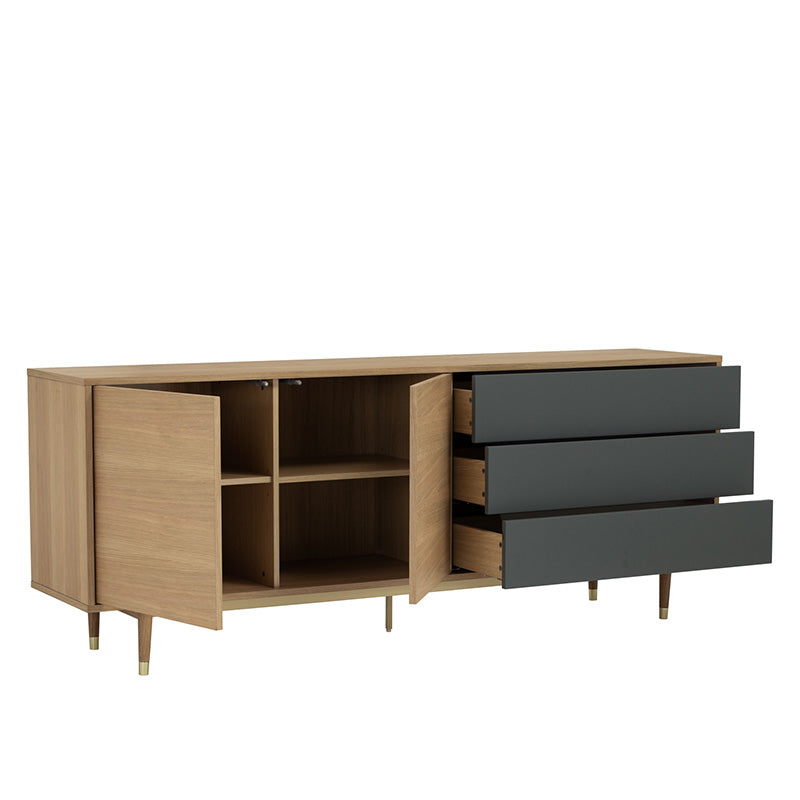 HOUSTON 200cm Sideboard Buffet - Oak & Grey