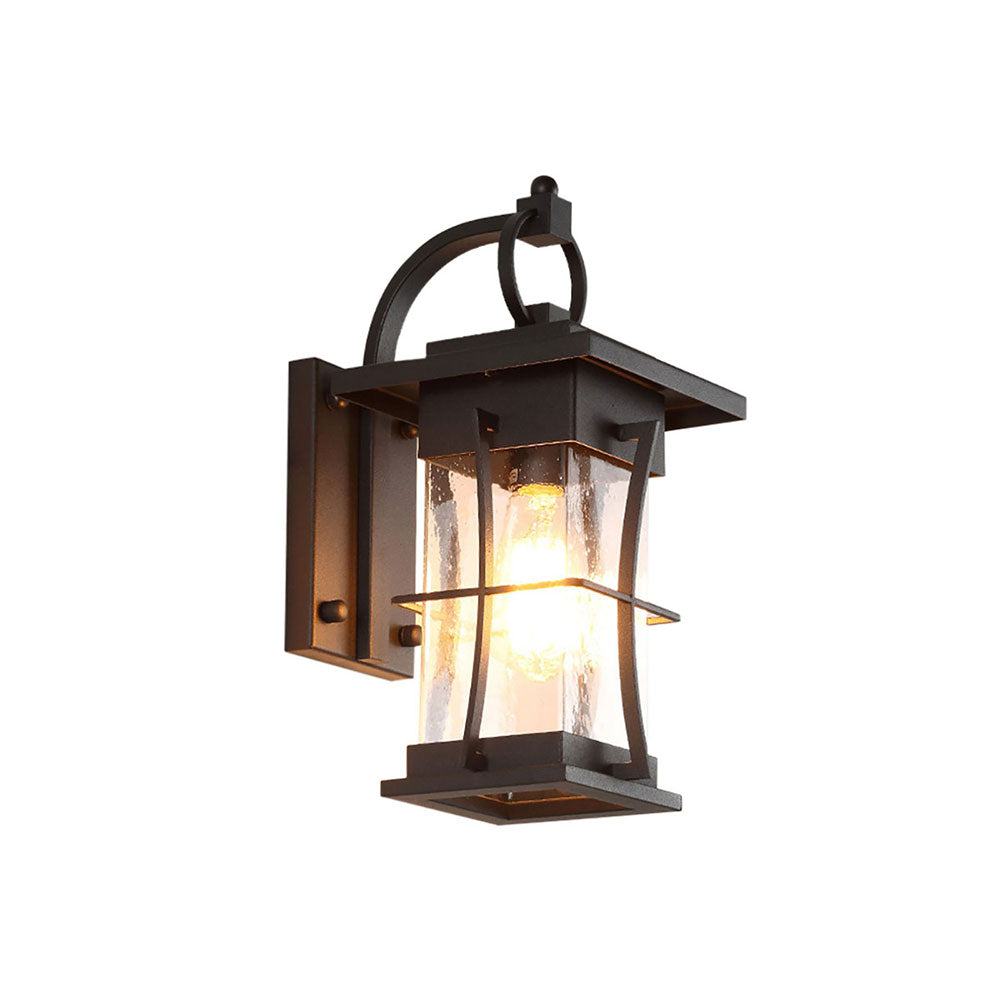 ANQIDI Waterproof Outdoor Wall Sconces Light Fixtures Exterior House Wall Lamps Black Metal with Clear Seeded Glass