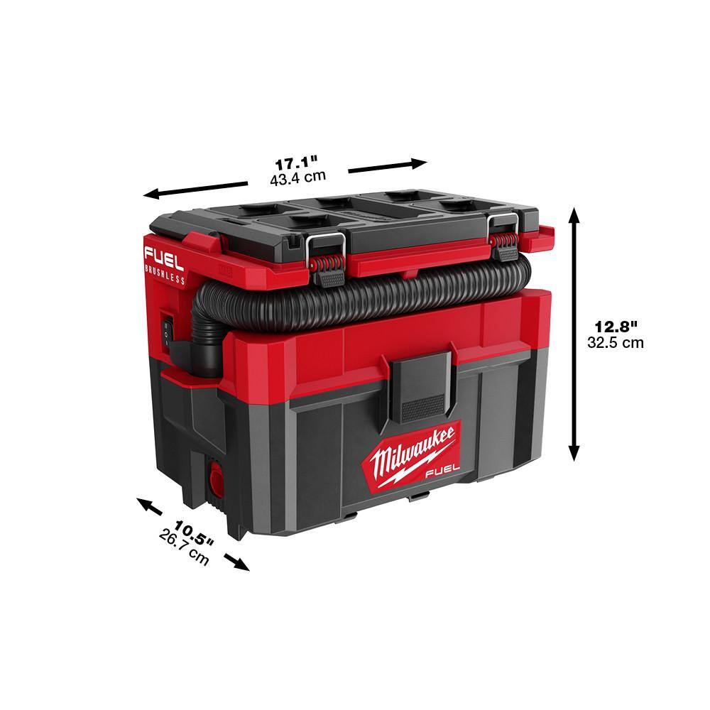 MW M18 FUEL PACKOUT 18-Volt Lithium-Ion Cordless 2.5 Gal. WetDry Vacuum with 2 M18 HIGH OUTPUT 3.0 Ah Batteries 0970-20-48-11-1837