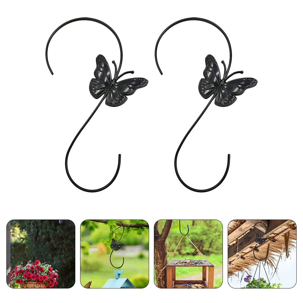 HOMEMAXS 2Pcs Bird Feeders Hanger Hummingbird Feeder Hooks with Butterflies Design 12inch