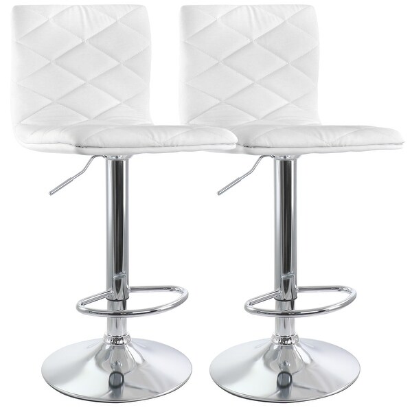 Elama 2 Piece Adjustable Diamond Tufted Faux Leather Bar Stool with Chrome Base