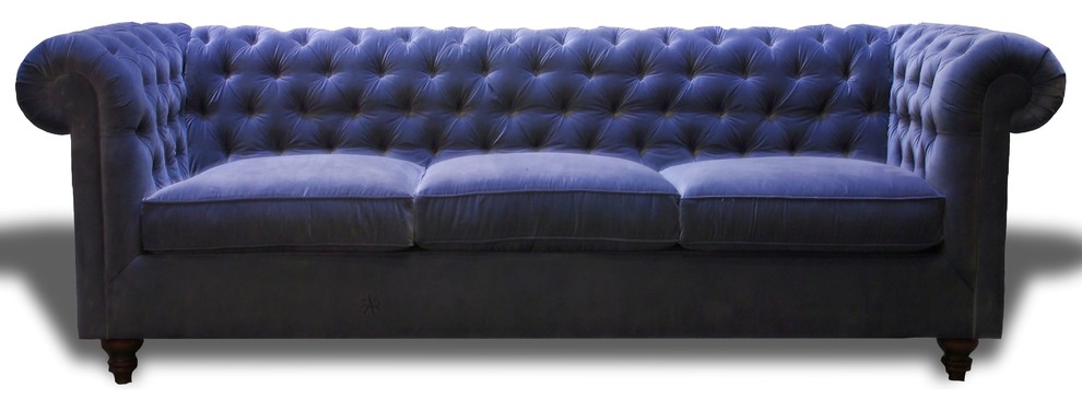 Sofa Touron in Banks Denim Velvet   Traditional   Sofas   by PENINSULA HOME COLLLECTION  Houzz