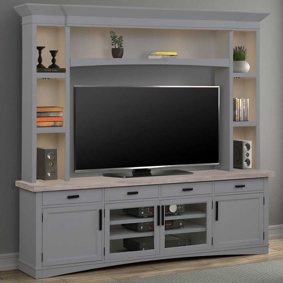 Parker House Americana Modern 3 Piece92 quotEntertainment Center   Transitional   Entertainment Centers And Tv Stands   by Unlimited Furniture Group  Houzz