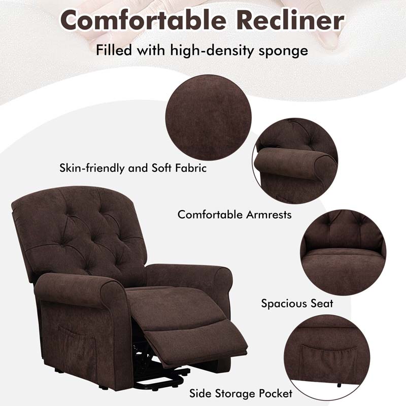 Skin-friendly Fabric Power Lift Chair for Elderly, Adjustable Electric Recliner Living Room Sofa with Remote