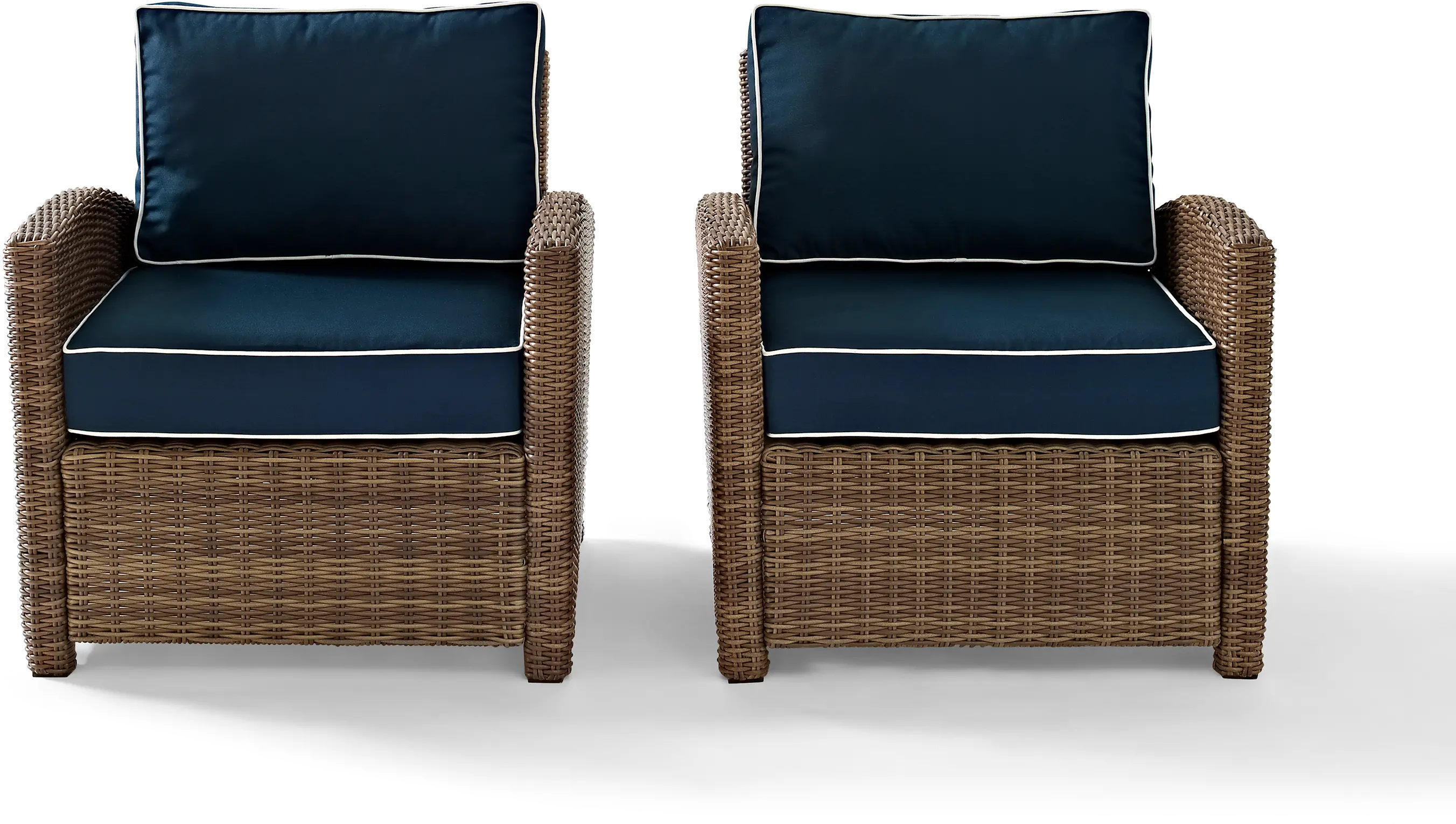 Bradenton Navy and Wicker Patio Armchair， Set of 2