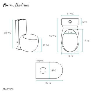 Swiss Madison Plaisir 1-piece 1.11.6 GPF Dual Flush Elongated Egg Toilet in Glossy White Seat Included SM-1T660