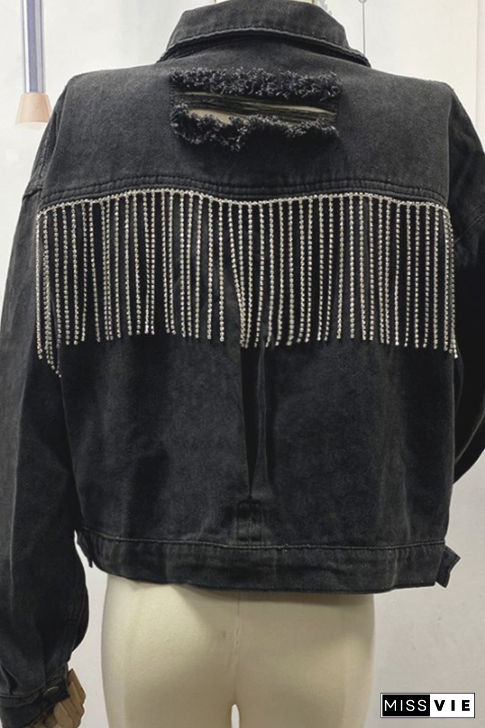 Ripped Tassel Short Length Denim Jacket