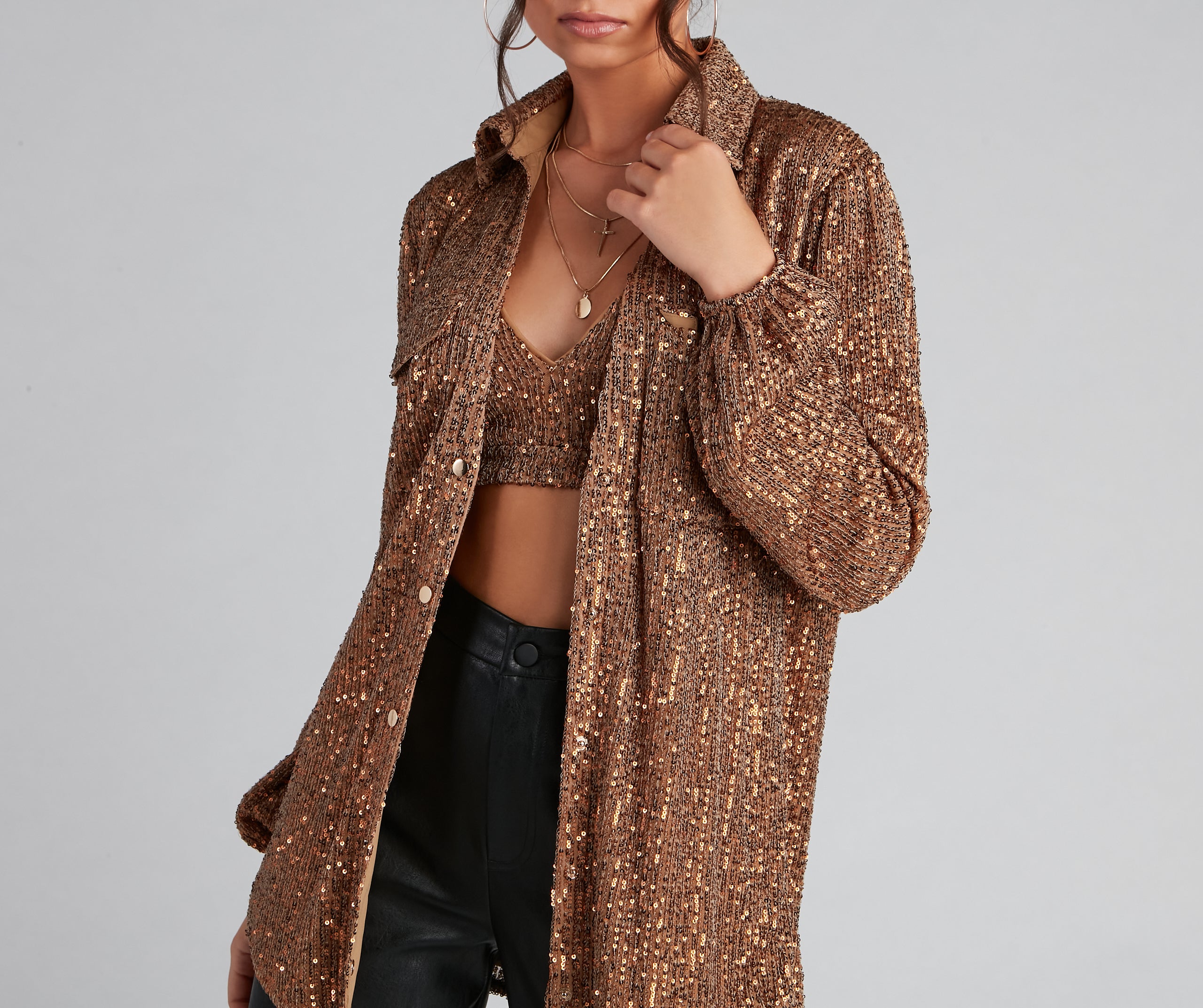 Glitzy Moment Sequin Knit Shacket