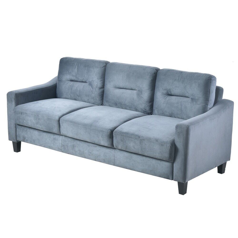 3 Seater/ Loveseat/ Single Sofa Chairs  Linen Fabric Upholstered Couch with Removable Cushions for Living Room  Blue Grey