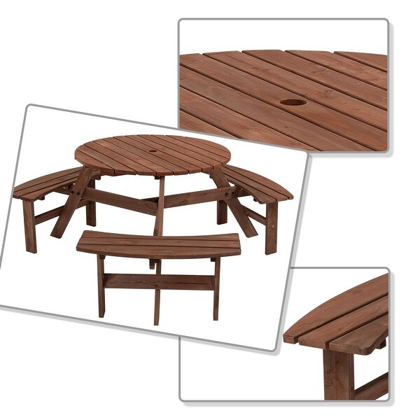 Classic Farmhouse Style Wooden Picnic Table with Integrated Benches