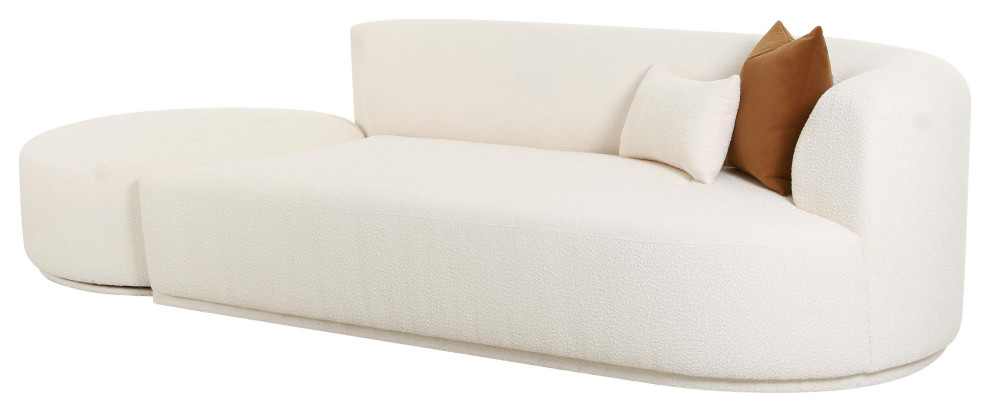 Fickle Cream Boucle 2 Piece Chaise Modular Right Arm Facing Sofa   Transitional   Sectional Sofas   by Homesquare  Houzz