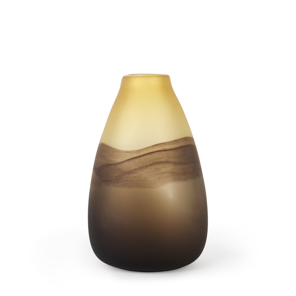 Brown and Beige Smoky Sand Dunes Glass Vase