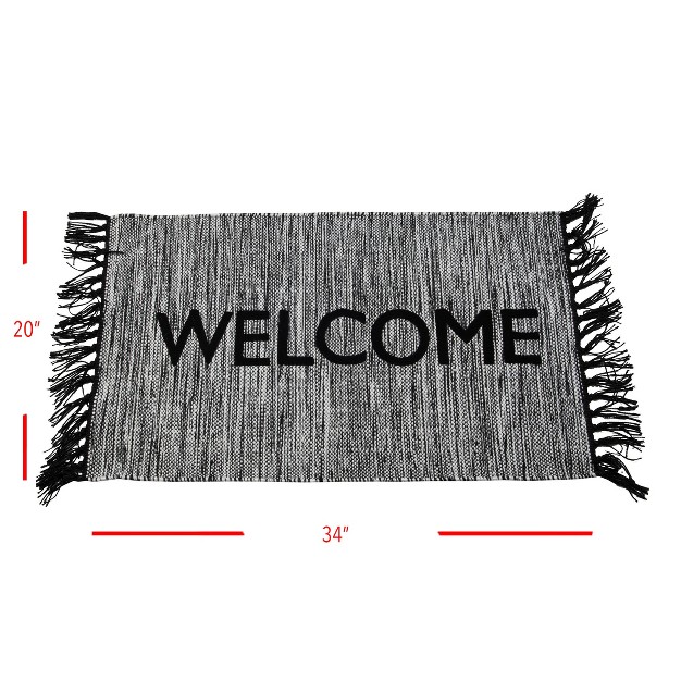 Hand Woven Outdoor Safe Polyester Entry Rug With Hand Tied Fringe Foreside Home amp Garden