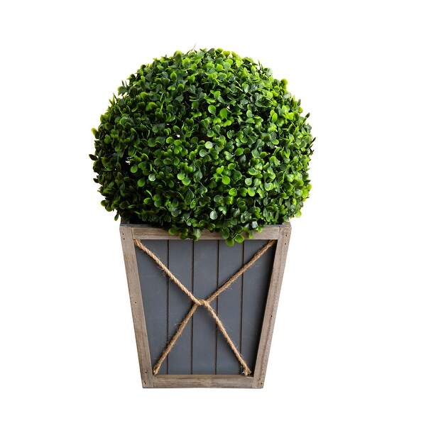 18 UV Resistant Boxwood Ball Topiary with LED Lights in Planter