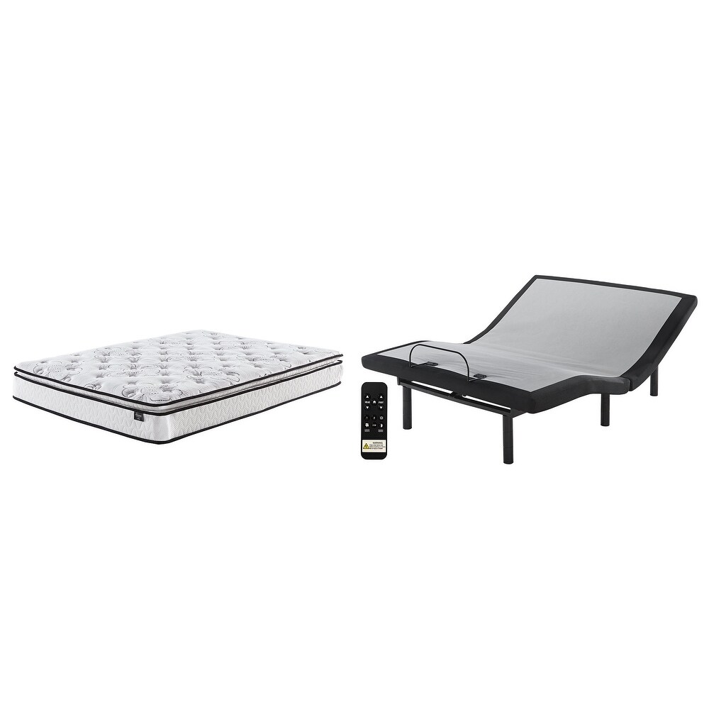 Signature Design by Ashley 10 Inch Bonnell PT Black/White 2 Piece Mattress Package