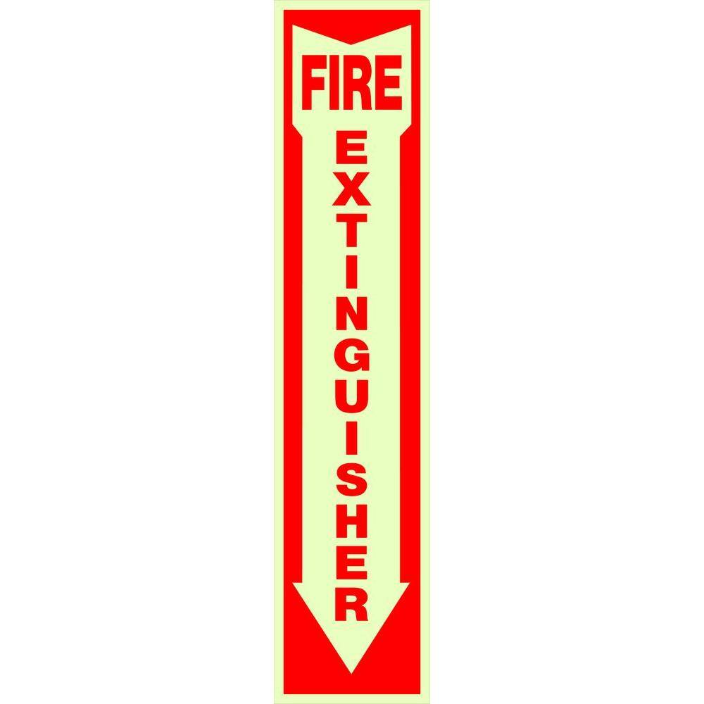 The Hillman Group 4 in. x 18 in. Glow in Dark Fire Extinguisher Sign 840204