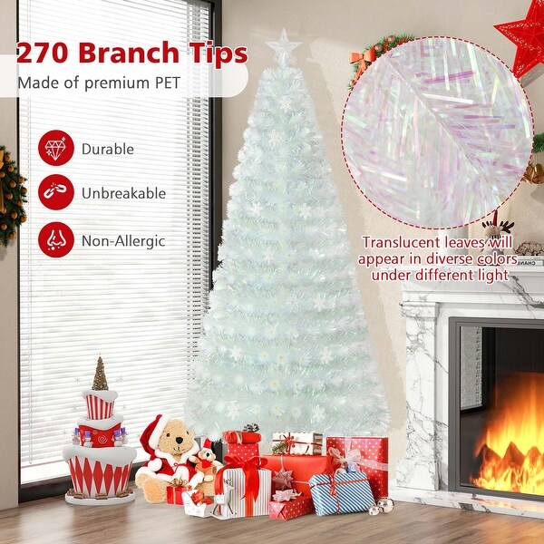 Costway 5FT/6FT/7FT PreLit Fiber Optic Christmas Tree Decor