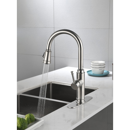 Single Handle High Arc Pull Out Kitchen Faucet Sin...