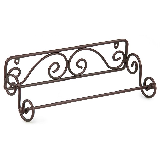 Home Basics Scroll Collection Steel Wall Mounted Paper Towel Holder Bronze