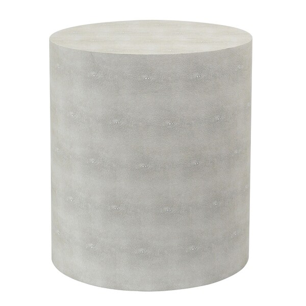 Dann Foley Lifestyle - Oval Side Table - Ivory Faux Leather Shagreen Finish