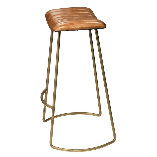 Alden Décor Logan Leather Bar Stool， Brown