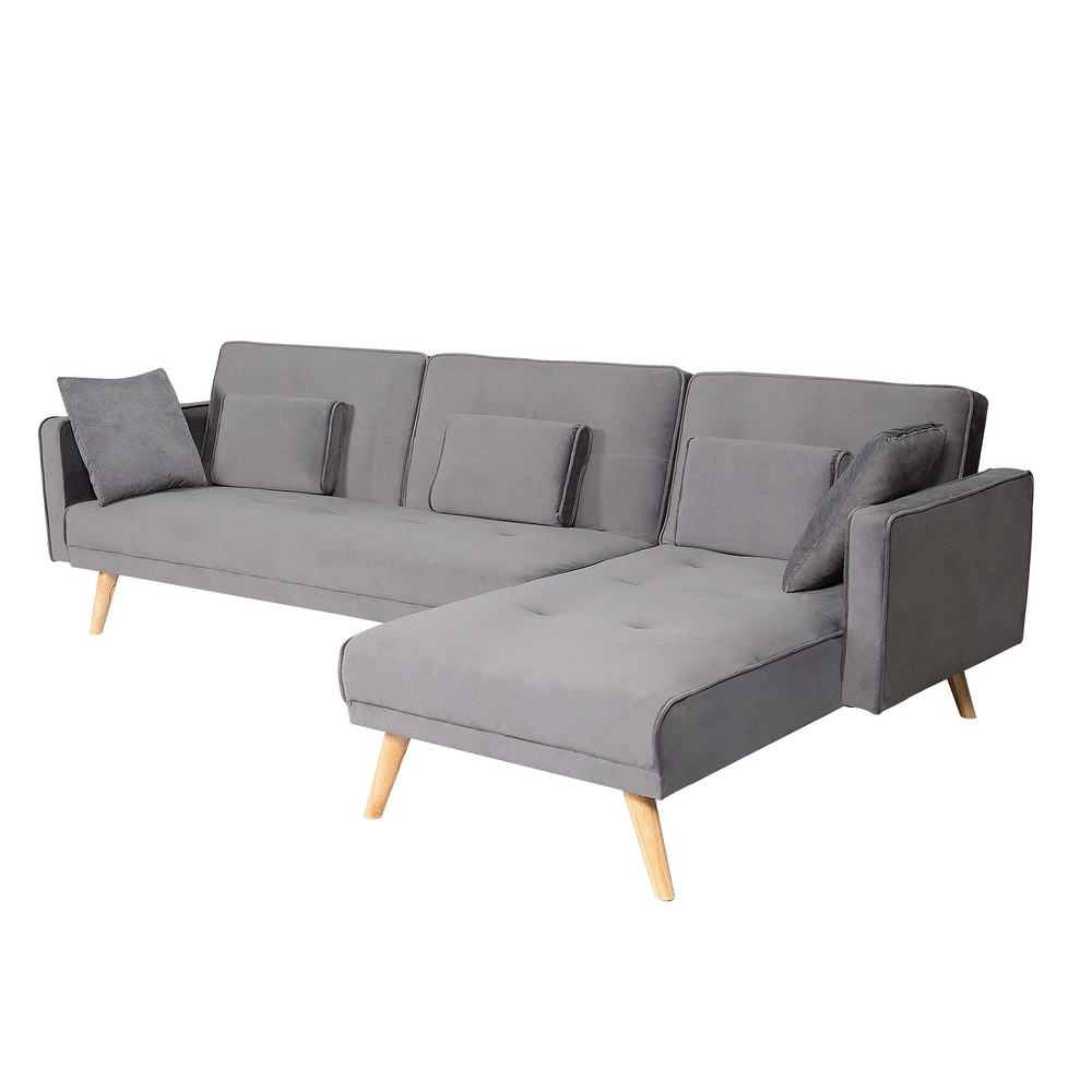 Sofa Bed  Convertible Sleeper Couch with Pillows L shaped Sectional Sofa Bed with Chaise