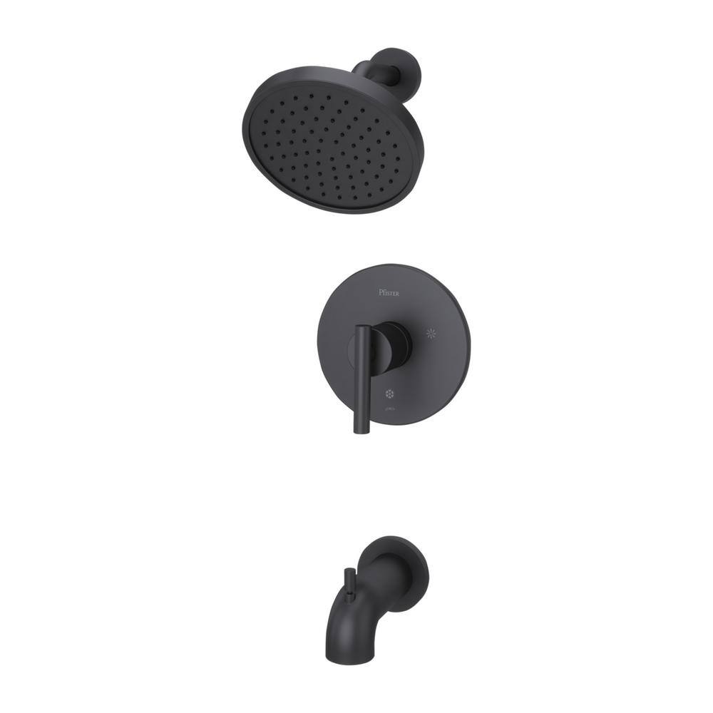 Pfister Contempra 1-Handle Tub and Shower Faucet Trim Kit in Matte Black (Valve Not Included) LG89-8NCB