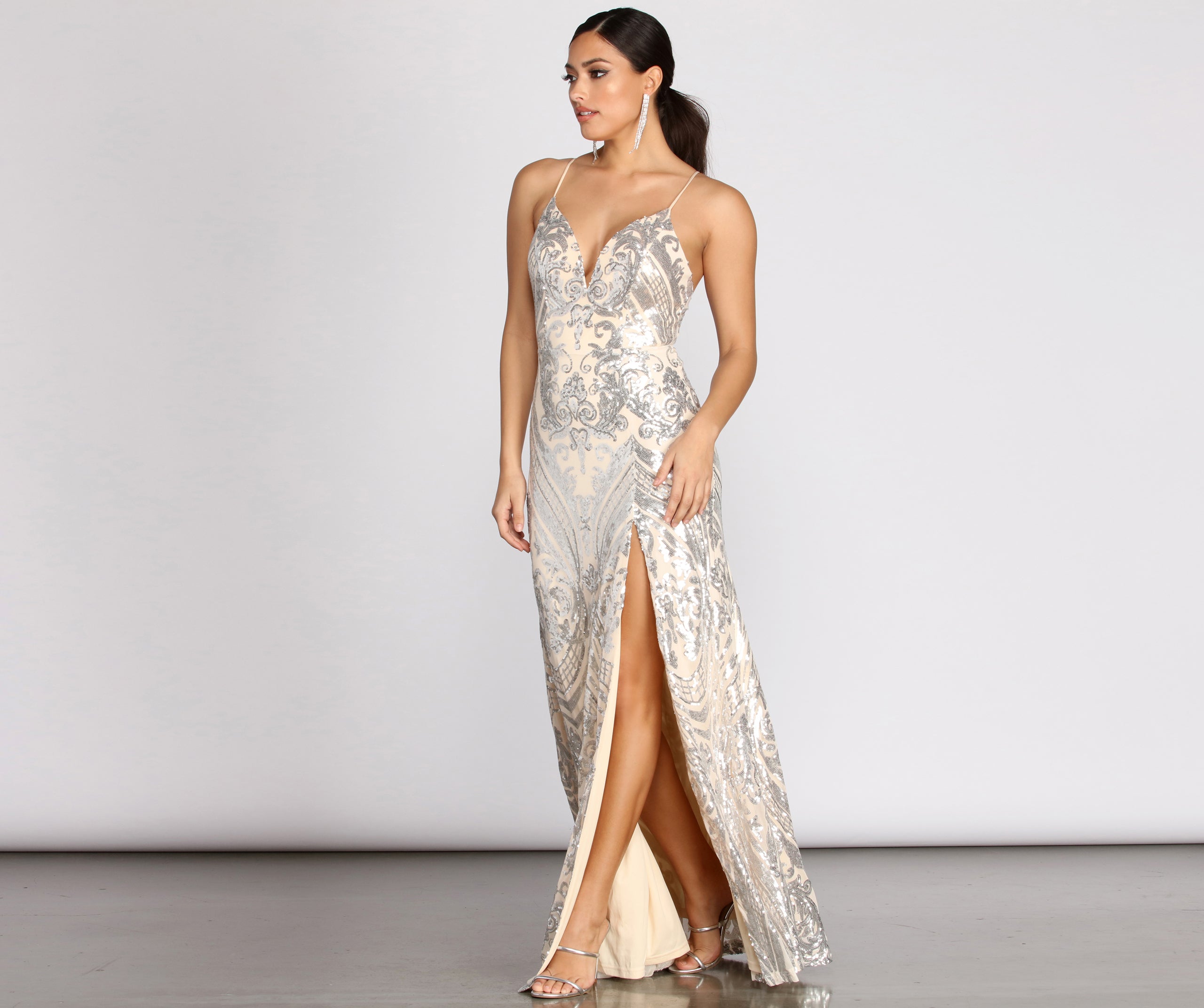 Carrie Scroll Sequin A-Line Dress