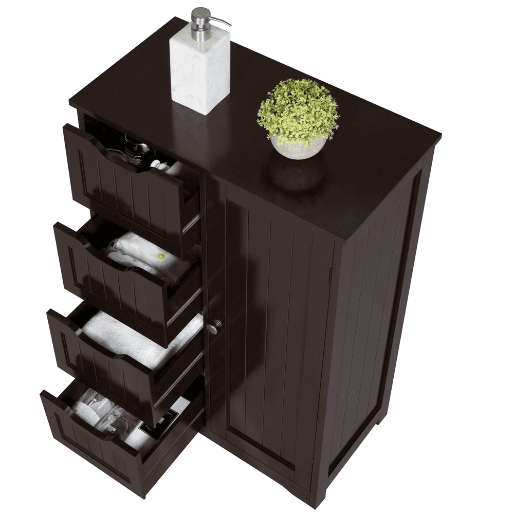 Easyfashion Wooden Bathroom Cabinet Storage Cabinet Espresso