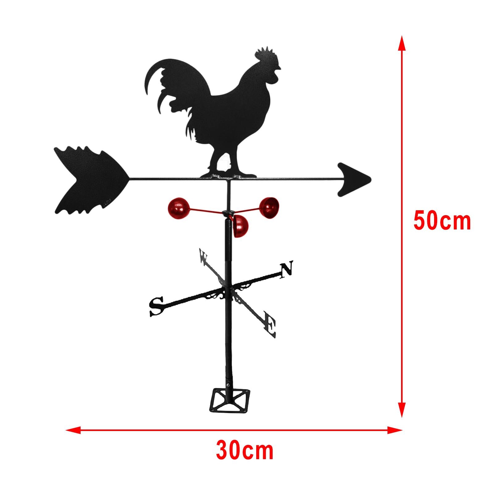 Chicken Stainless Steel Rooftop Weathervane Ornament or Garden Stake Decor for Yard，Retro Weathervane Weather Vane Wind Direction Indicator Decorations-black