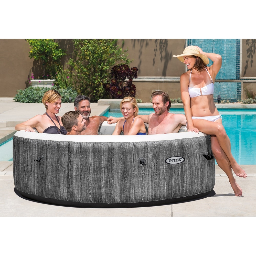 Intex 28439EP PureSpa Plus Greywood Inflatable Hot Tub Bubble Jet Spa  77 x 28\