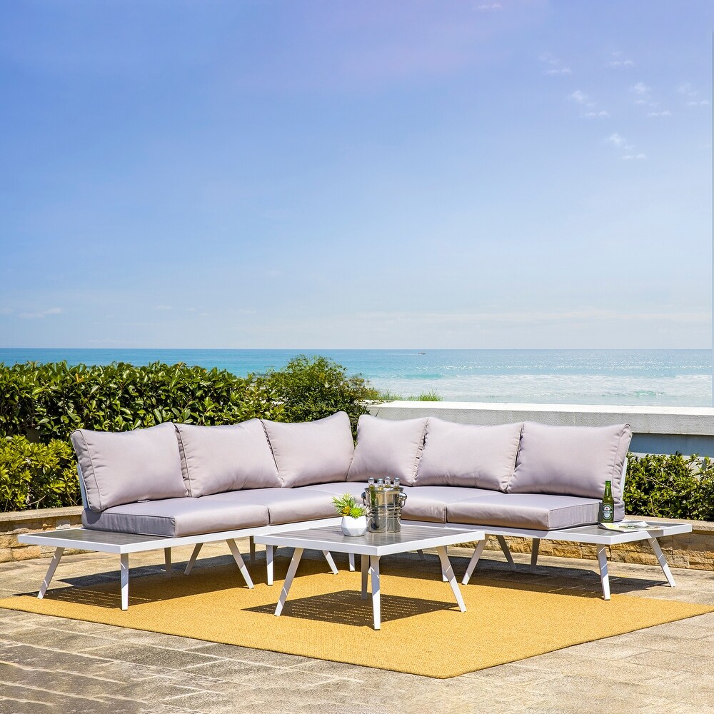 Glitzhome 6 Piece Outdoor Modern Aluminum Sectional Sofa Set