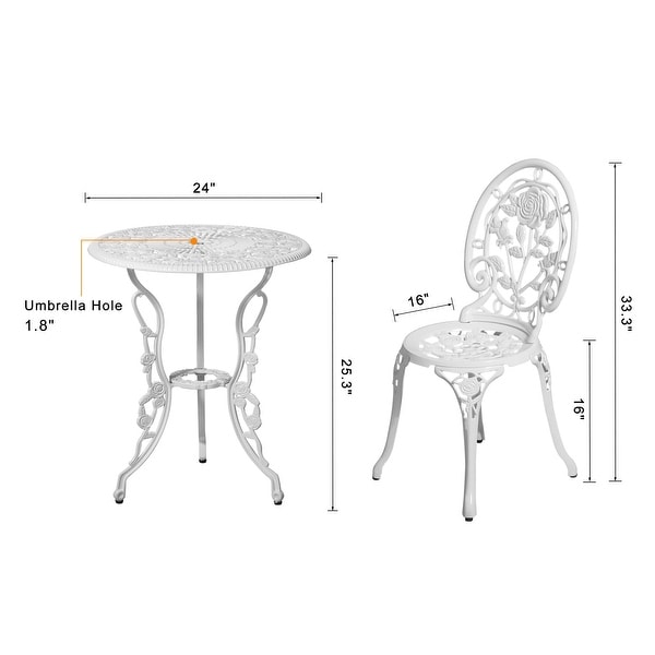 Outdoor Patio Cast Aluminum 3 Piece Bistro Set