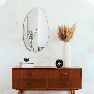 EDGEWOOD 19.7 in. W x 33.5 in. H Asymmetrical Oval Accent Wall Mounted Frameless Mirror 1079055932