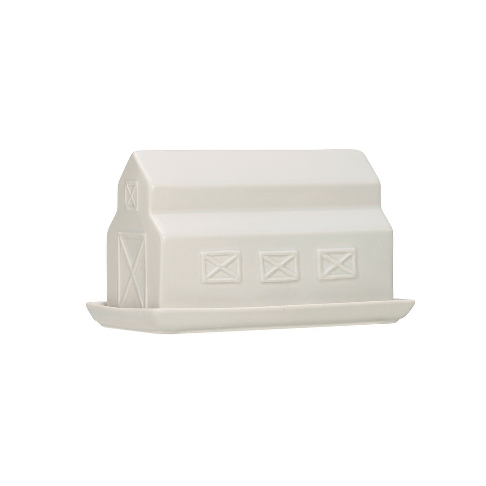 Matte Grey Stoneware Barn Butter Dish