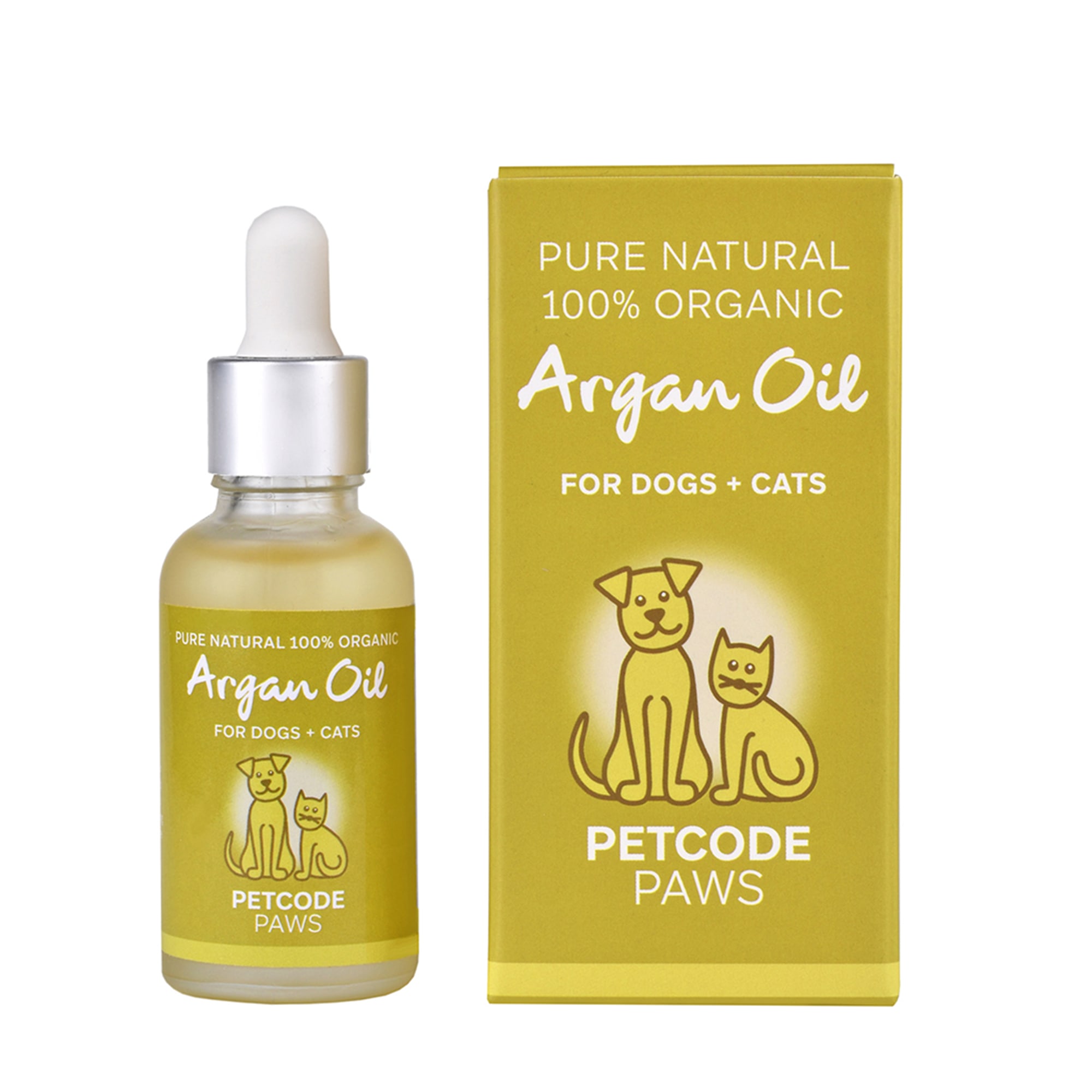 Petcode Paws Pure Natural 100% Organic Argan Oil for Dogs  Cats Grooming， 1 fl. oz.