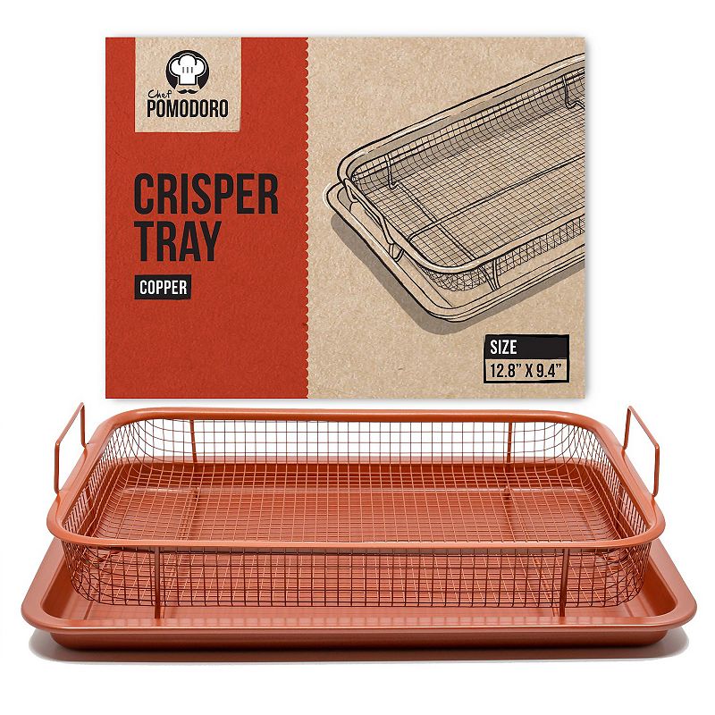 Chef Pomodoro Copper Crisper Tray， Deluxe Air Fry In Your Oven， 2-piece Set (round - Large)