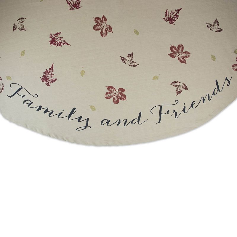 Ivory Rustic Leaves Printed Round Tablecloth 70